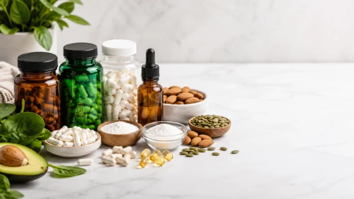 תוספי מגנזיום לצד תרד, אבוקדו, שקדים וגרעיני דלעת