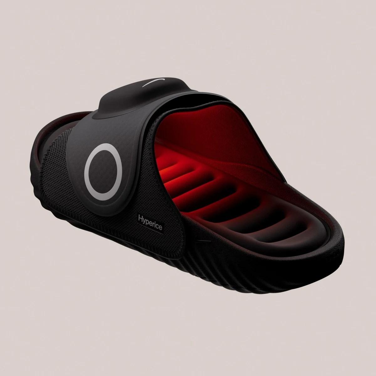 Чёрные Nike Air Zoom Hyperslide с красной подсветкой внутри